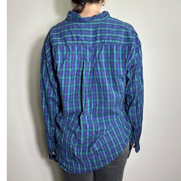 Vintage World Island 100% Cotton Purple Green Plaid Button Up Shirt Size XL - Picture 2 of 8